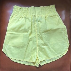 Andrew St. John Vintage High Waist Shorts Elastic Waist Bright Yellow Medium